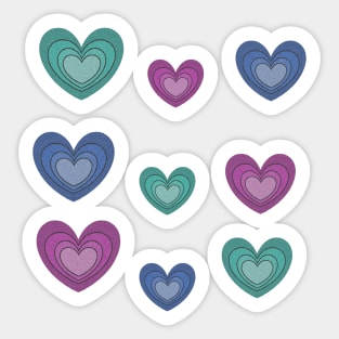 Heart Collection in Aqua Denim Pink Sticker